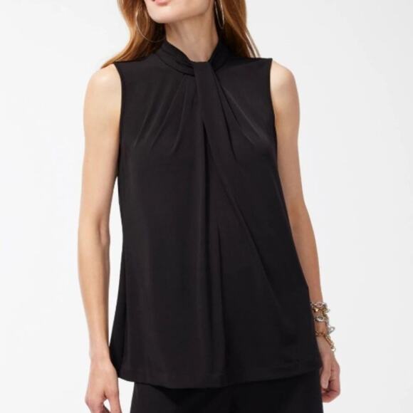 Chico's Black Label Twist Neck Top Black S - Picture 2 of 4